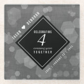 Elegante 4. Linen Hochzeitsfeier Glasuntersetzer (Vorderseite)