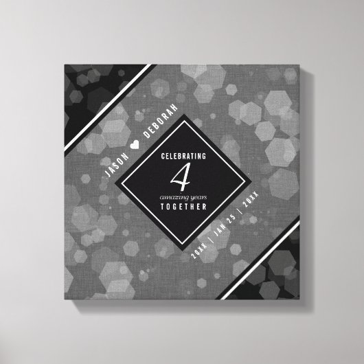 Elegante 4. Linen Hochzeitsfeier Leinwanddruck (Vorderseite)