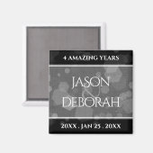 Elegante 4. Linen Hochzeitsfeier Magnet (Vorderseite/Rückseite)