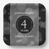 Elegante 4. Linen Hochzeitsfeier Pappteller (Vorderseite)