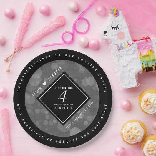 Elegante 4. Linen Hochzeitsfeier Pappteller (Party)