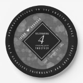 Elegante 4. Linen Hochzeitsfeier Pappteller (Vorderseite)