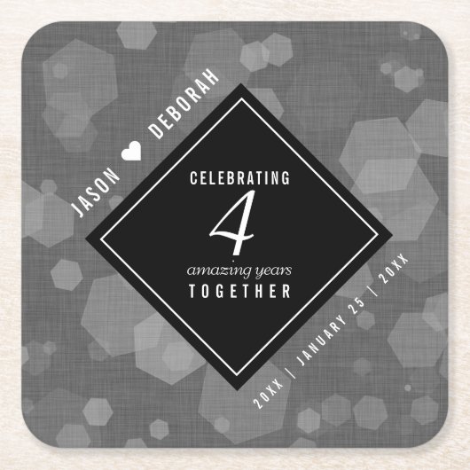 Elegante 4. Linen Hochzeitsfeier Rechteckiger Pappuntersetzer (Vorderseite)