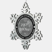 Elegante 4. Linen Hochzeitsfeier Schneeflocken Zinn-Ornament (Rechts)