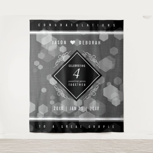 Elegante 4. Linen Hochzeitsfeier Wandteppich (Vorderseite)