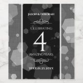 Elegante 4. Linen Hochzeitsfeier Weinetikett (Einzelnes Label)