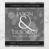 Elegante 4. Linen Hochzeitsfeier Weinetikett (Einzelnes Label)