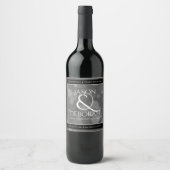 Elegante 4. Linen Hochzeitsfeier Weinetikett (Vorderseite)