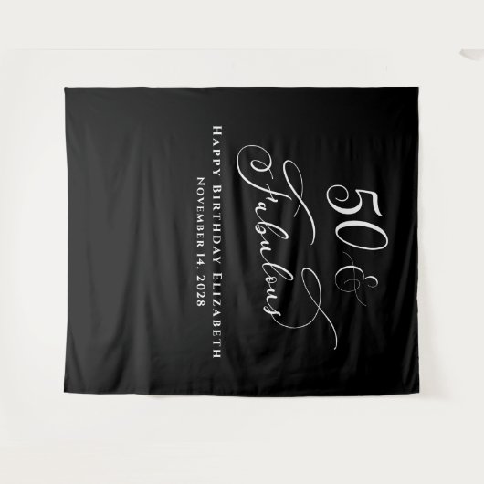 Elegante 50. Black Birthday Party Wandteppich (Vorderseite (Horizontal))