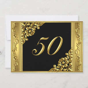 Elegante 50. Geburtstagsfeier Gold Golden 50 Schwa Einladung