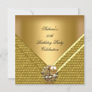 Elegante 50. Geburtstagsfeier Gold Schmuck Einladung