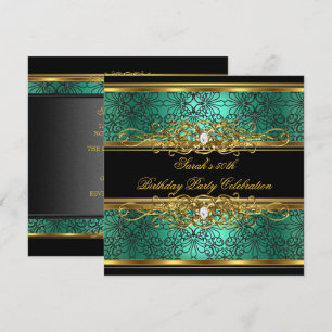 Elegante 50. Geburtstagsfeier Jade Grün Gold Damas Einladung