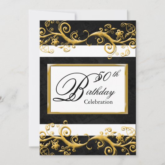 Elegante 50. Geburtstagsparty Einladung (Vorderseite)