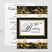 Elegante 50. Geburtstagsparty Einladung (Vorne/Hinten)