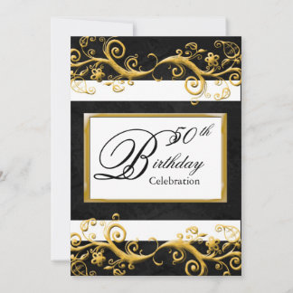 Elegante 50. Geburtstagsparty Einladung
