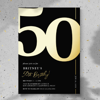 Elegante 50. Geburtstagsparty Folieneinladung