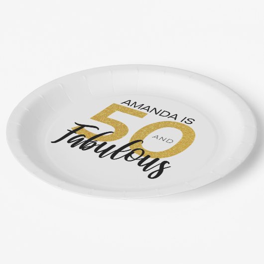 Elegante 50. Geburtstagsparty Pappteller (Schrägansicht)