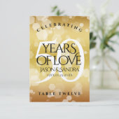 Elegante 50. Golden Wedding Anniversary Table Card Dankeskarte (Stehend Vorderseite)