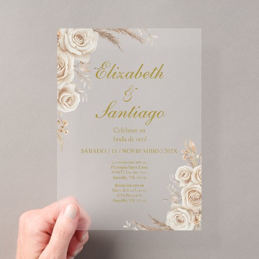Elegante 50. Hochzeit Boho Spanisch Acryleinladungen (Insitu (Handheld))