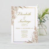 Elegante 50. Hochzeit Boho Spanisch Einladung (Stehend Vorderseite)