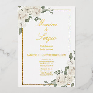 Elegante 50. Hochzeit Einladung in Spanisch