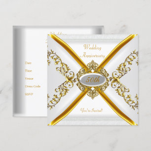 Elegante 50. Hochzeitsjubiläum Weißgold 2 Einladung