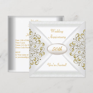 Elegante 50. Hochzeitsjubiläum Weißgold Einladung