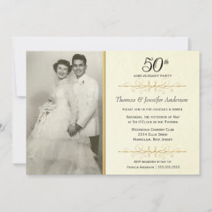 Elegante 50. Hochzeitsjubiläums-Fotoeinladung Einladung