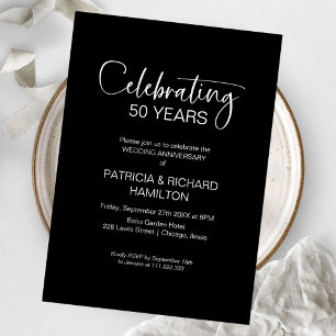 Elegante 50. Hochzeitstag Einladungen
