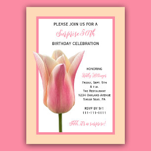 Elegante 50er Überraschungs-Geburtstags-Tulpen Einladung