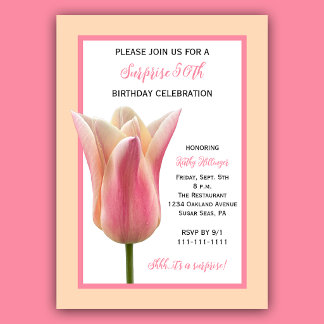 Elegante 50er Überraschungs-Geburtstags-Tulpen Einladung