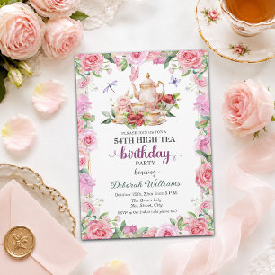 Elegante 54. Geburtstags-High-Tea-Party  Einladung