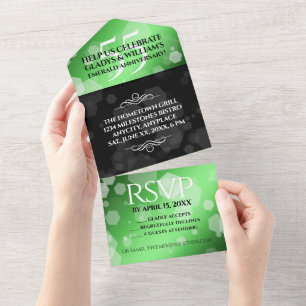 Elegante 55. grüne Hochzeit All In One Einladung