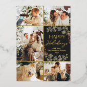 Elegante 5 Foto Collage Family Urlaubskarte Folieneinladung (Vorderseite)