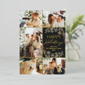 Elegante 5 Foto Collage Family Urlaubskarte Folieneinladung (Stehend vorne)