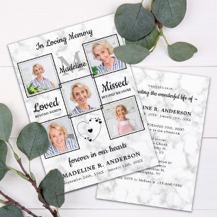 Elegante 5 Fotos Gedenkfeier Einladung