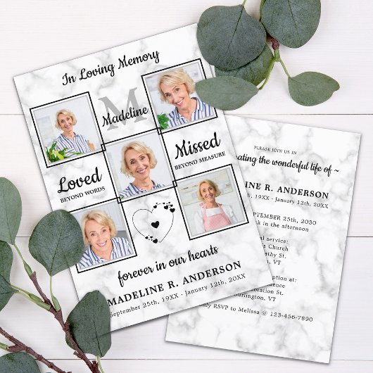 Elegante 5 Fotos Gedenkfeier Einladung