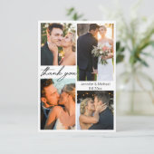 elegante 5 Fotos Hochzeitscollage Dankeskarte (Stehend Vorderseite)