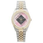 Elegante 5. Rose Quartz Hochzeitstag Armbanduhr (Vorderseite)