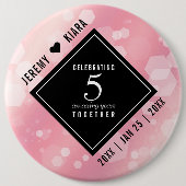 Elegante 5. Rose Quartz Hochzeitstag Button (Vorderseite)
