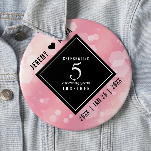 Elegante 5. Rose Quartz Hochzeitstag Button (Beispiel)