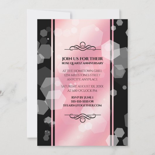 Elegante 5. Rose Quartz Hochzeitstag Einladung (Rückseite)