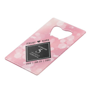Elegante 5. Rose Quartz Hochzeitstag Geldbeutel Flaschenöffner