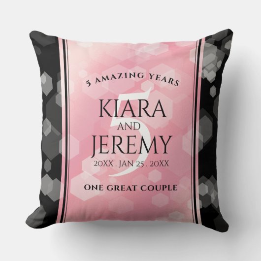 Elegante 5. Rose Quartz Hochzeitstag Kissen (Vorderseite)