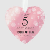 Elegante 5. Rose Quartz Hochzeitstag Ornament (Rückseite)