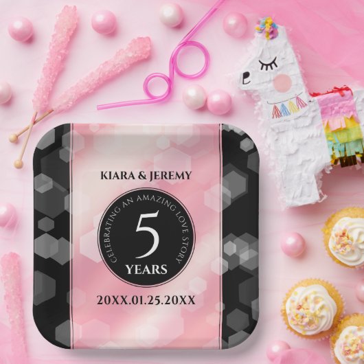 Elegante 5. Rose Quartz Hochzeitstag Pappteller (Party)