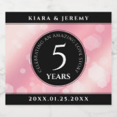 Elegante 5. Rose Quartz Hochzeitstag Schaumweinetikett (Einzelnes Label)