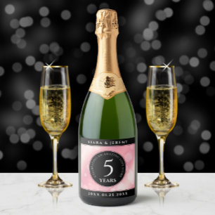 Elegante 5. Rose Quartz Hochzeitstag Schaumweinetikett