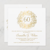 Elegante 60. Geburtstag Vintagen Rose Gold Einladung (Vorne/Hinten)