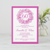 Elegante 60. Geburtstag Vintagen Rose Rosa Einladung (Stehend Vorderseite)